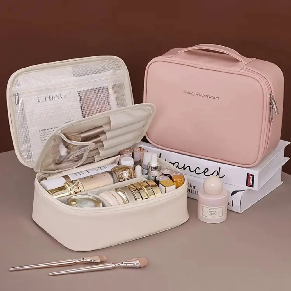 Cosmetic Travel Case - w/ Makeup Brush Holder   - Large Capacity - NEW
